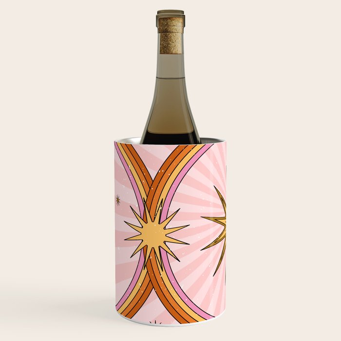 Hippie pink rainbow and sun, abstract landscape Wine Chiller Gallery Image 2