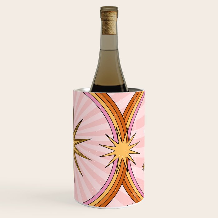 Hippie pink rainbow and sun, abstract landscape Wine Chiller Gallery Image 3