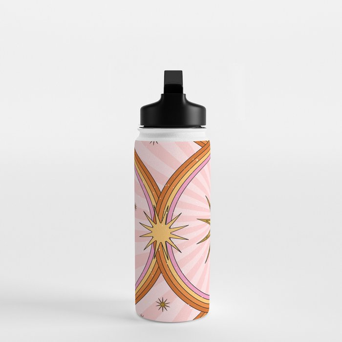 Hippie pink rainbow and sun, abstract landscape Water Bottle Gallery Image 3