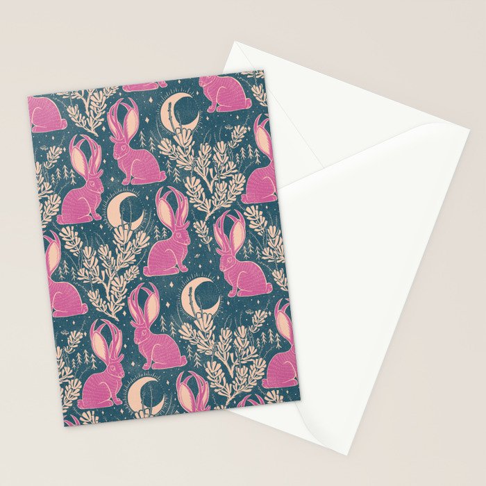 Jackalope - blue and purple  Stationery Card Gallery Image 2