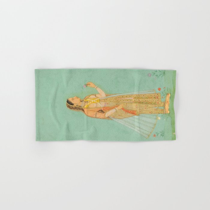 Artist Mughal Title Beauty Holding a Flower Place India Indian Miniature Painting  Bath Towel Gallery Image 1