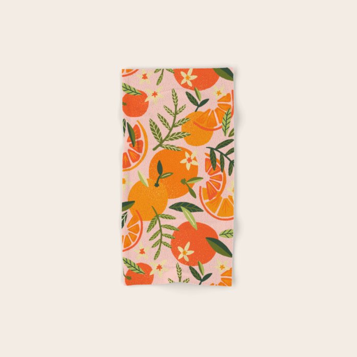 Orange Blooms - Blush Bath Towel Gallery Image 1