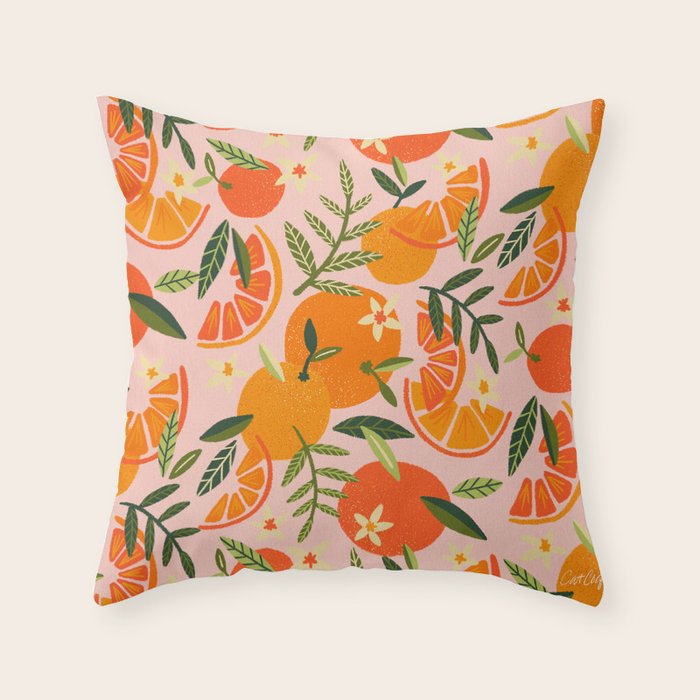 Orange Blooms - Blush Throw Pillow Gallery Image 6
