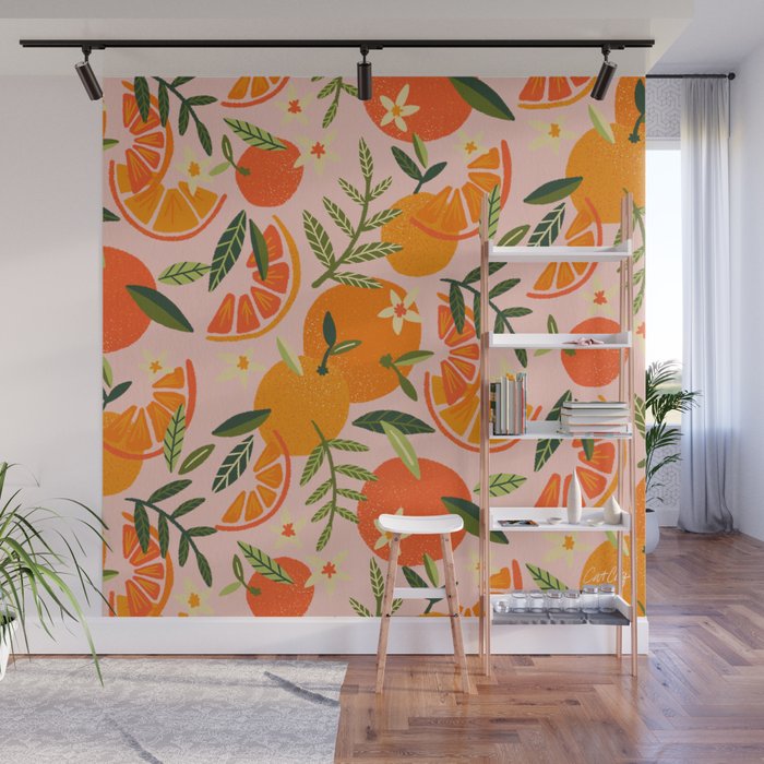 Orange Blooms - Blush Wall Mural Gallery Image 1