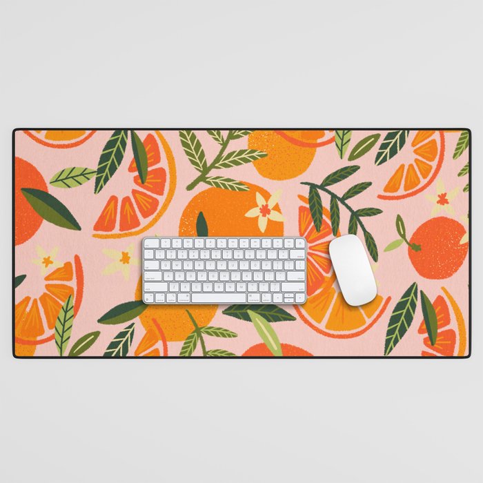 Orange Blooms - Blush Desk Mat Gallery Image 1