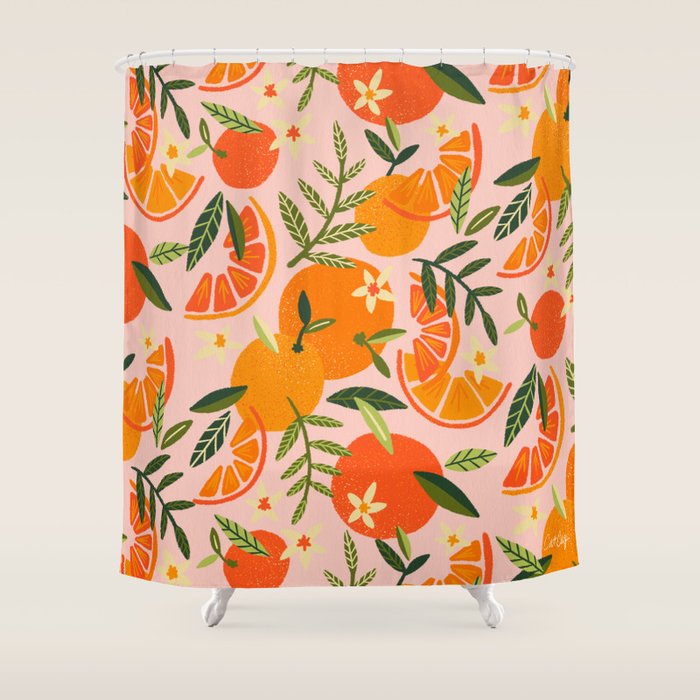 Orange Blooms - Blush Shower Curtain Gallery Image 1