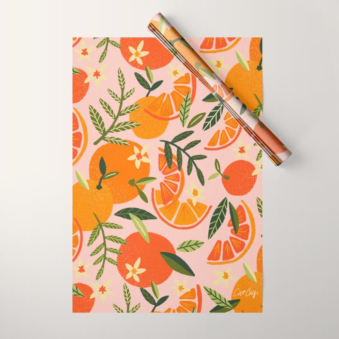 Orange Blooms - Blush Wrapping Paper Gallery Image 1
