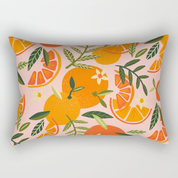 Orange Blooms - Blush Rectangular Pillow Gallery Image 1