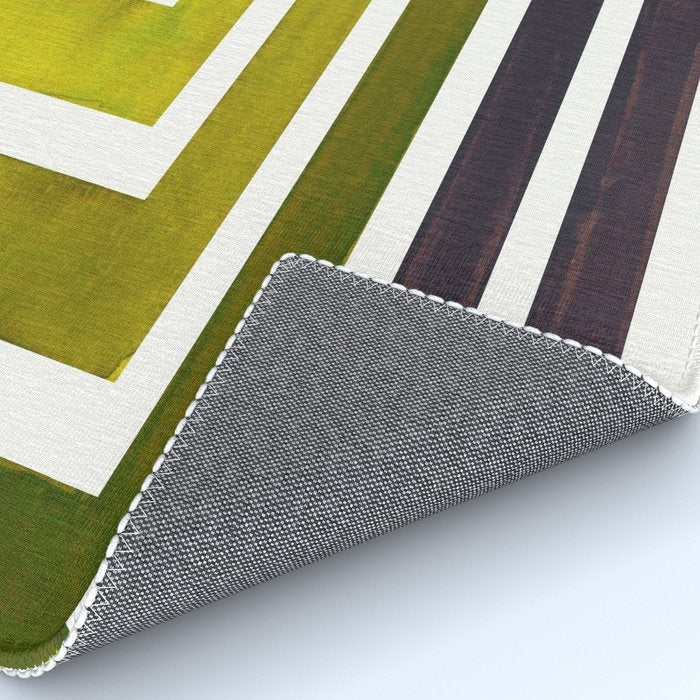 Olive Green Mid Century Modern Watercolor Colorful Ancient Aztec Art Pattern Minimalist Geometric Pa Rug Gallery Image 4