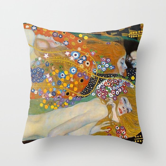 Gustav Klimt Water Serpents II Throw Pillow Gallery Image 6
