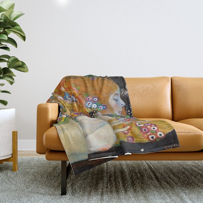 Gustav Klimt Water Serpents II Throw Blanket Gallery Image 1