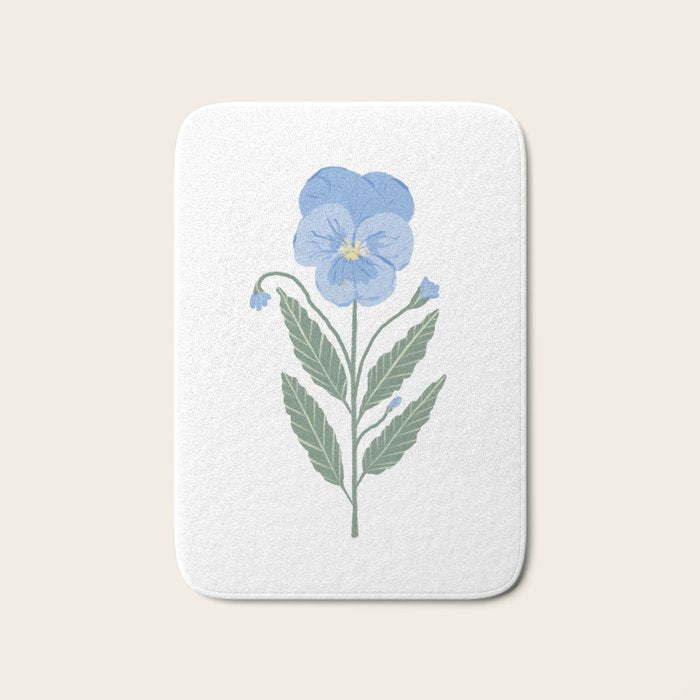 Blue Pansy Floral Repeat Bath Mat Gallery Image 1