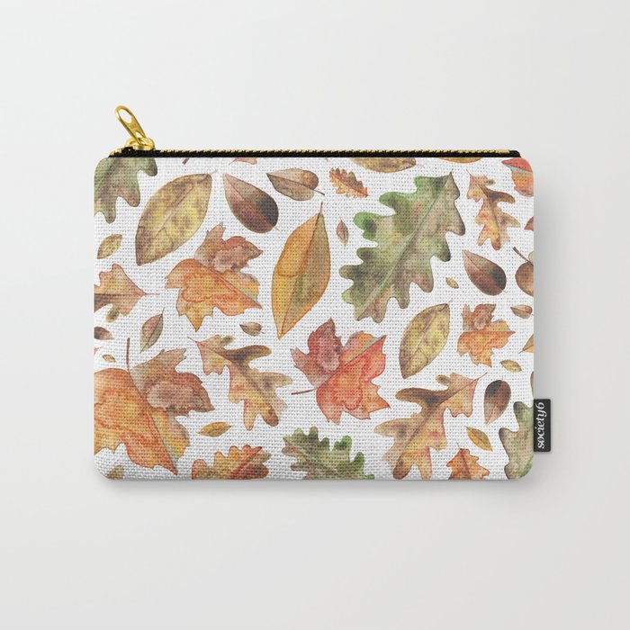 Watercolour Autumn Leaves. Carry All Pouch Gallery Image 1