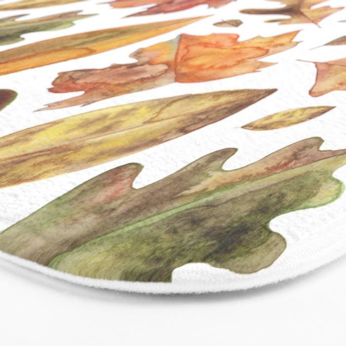 Watercolour Autumn Leaves. Bath Mat Gallery Image 3