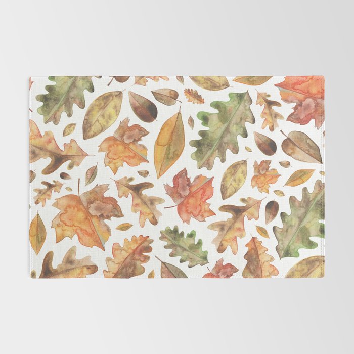 Watercolour Autumn Leaves. Rug Gallery Image 2