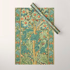 Floral Tree After William Morris Digital Painting Wrapping Paper Gallery Image 1