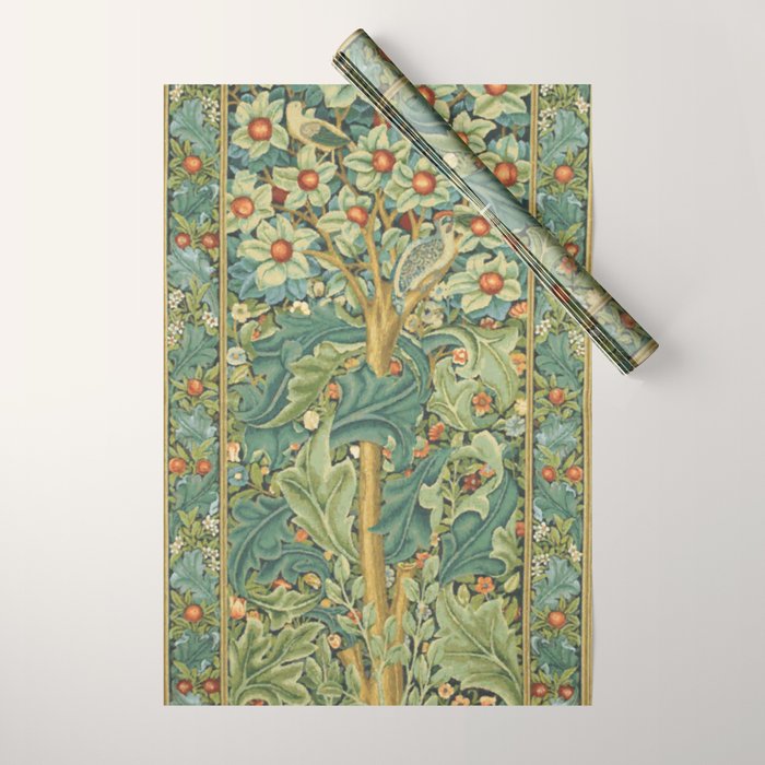 Floral Tree After William Morris Digital Painting Wrapping Paper Gallery Image 1