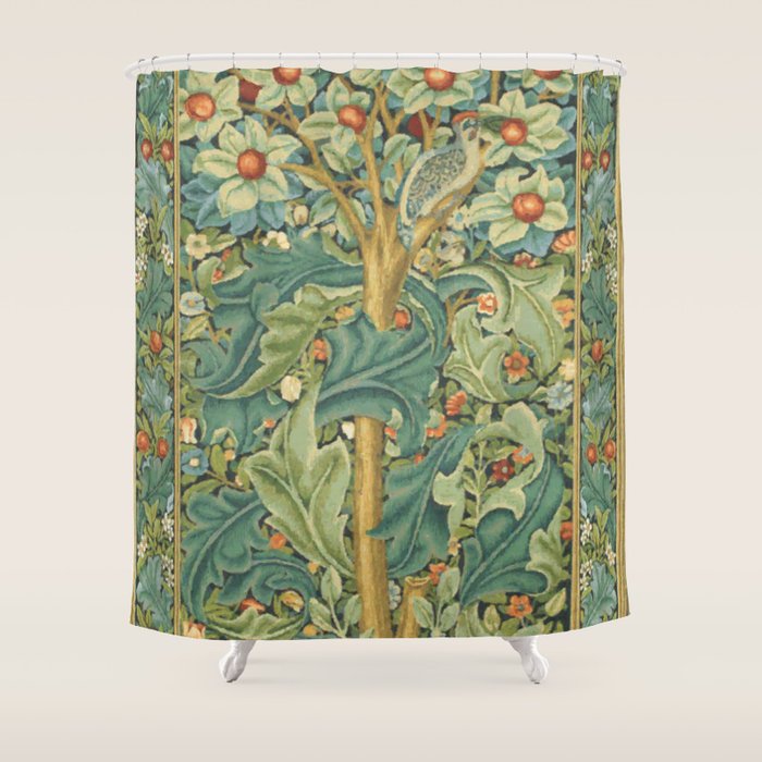 Floral Tree After William Morris Digital Painting Shower Curtain Gallery Image 1