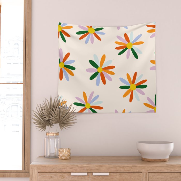 Patchwork Daisies  Wall Tapestry Gallery Image 2