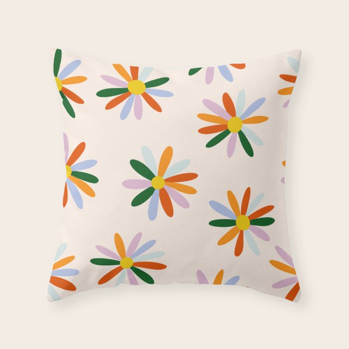 Patchwork Daisies  Throw Pillow Gallery Image 6