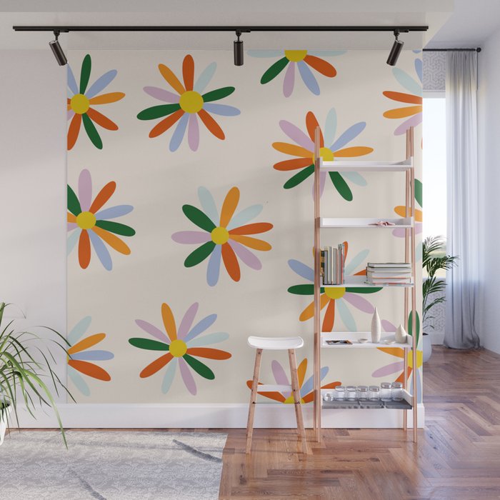 Patchwork Daisies  Wall Mural Gallery Image 1