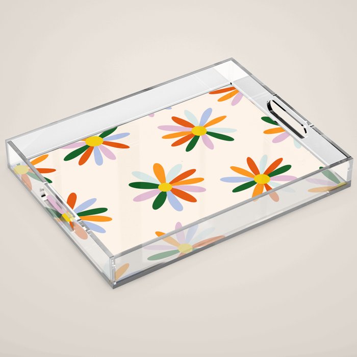 Patchwork Daisies  Acrylic Tray Gallery Image 1