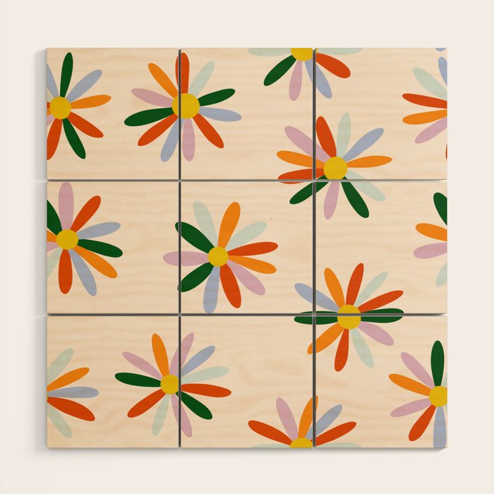 Patchwork Daisies  Wood Wall Art Gallery Image 1