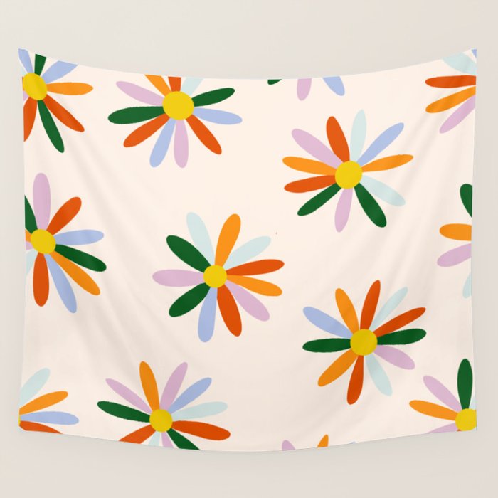 Patchwork Daisies  Wall Tapestry Gallery Image 1
