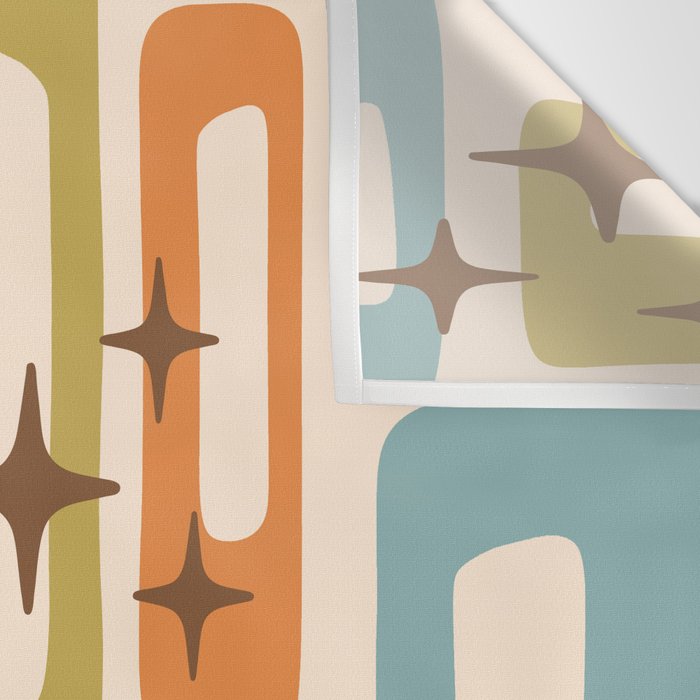 Mid Century Modern Style 922 Orange Green Blue Wall Tapestry Gallery Image 3