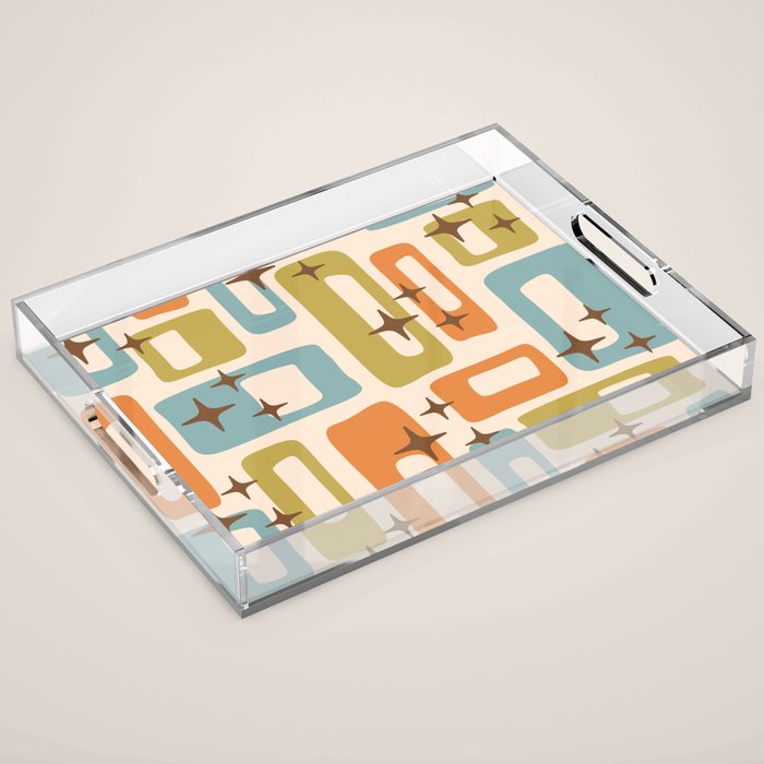 Mid Century Modern Style 922 Orange Green Blue Acrylic Tray Gallery Image 1