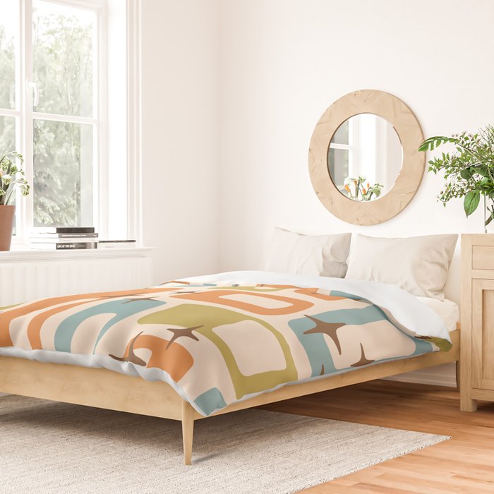 Mid Century Modern Style 922 Orange Green Blue Duvet Cover Gallery Image 2