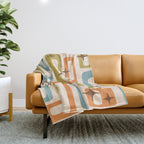 Mid Century Modern Style 922 Orange Green Blue Throw Blanket Gallery Image 1