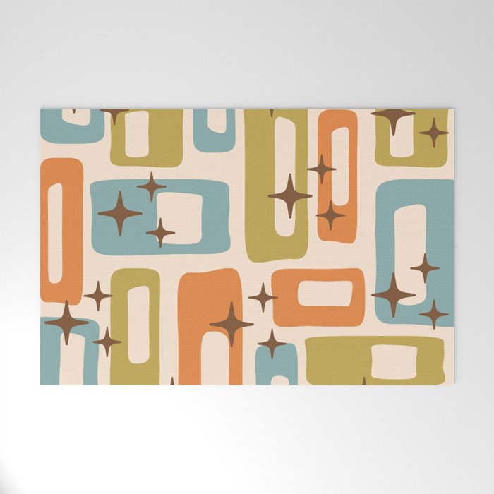 Mid Century Modern Style 922 Orange Green Blue Welcome Mat Gallery Image 1