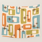 Mid Century Modern Style 922 Orange Green Blue Wall Tapestry Gallery Image 4