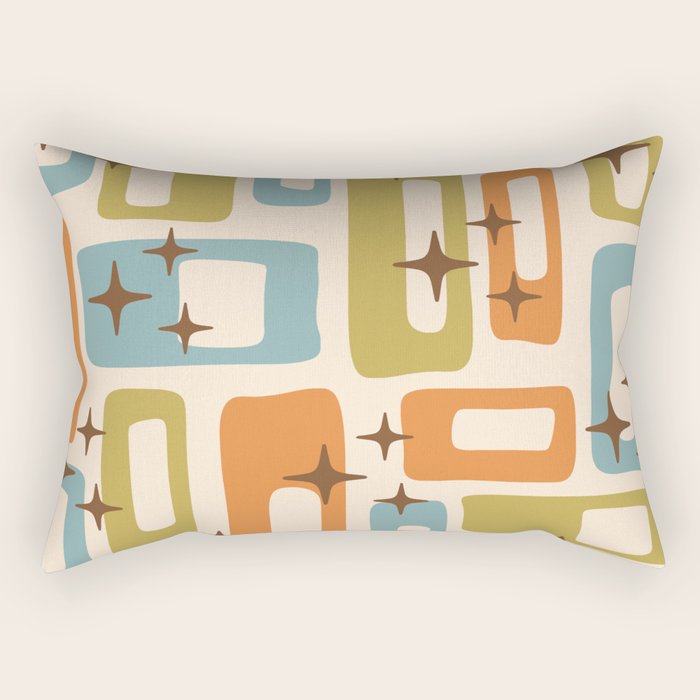 Mid Century Modern Style 922 Orange Green Blue Rectangular Pillow Gallery Image 2