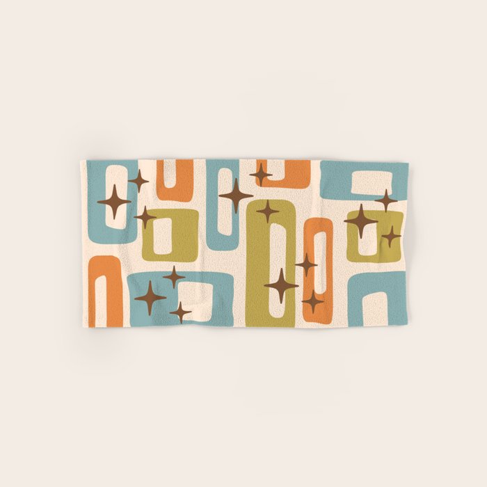 Mid Century Modern Style 922 Orange Green Blue Bath Towel Gallery Image 1