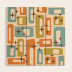 Mid Century Modern Style 922 Orange Green Blue Wood Wall Art Gallery Image 1