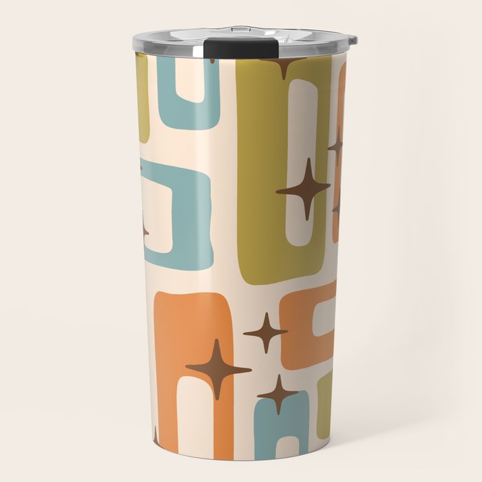 Mid Century Modern Style 922 Orange Green Blue Travel Mug Gallery Image 1