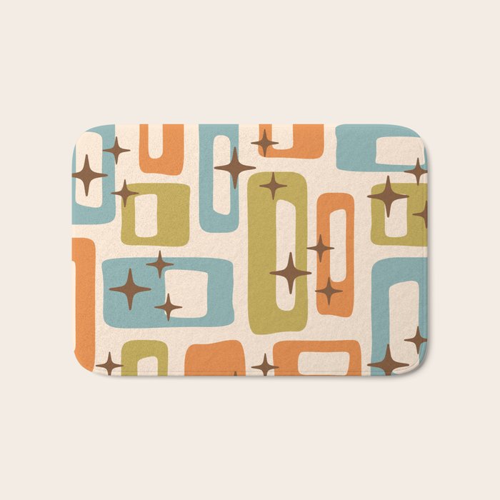Mid Century Modern Style 922 Orange Green Blue Bath Mat Gallery Image 1
