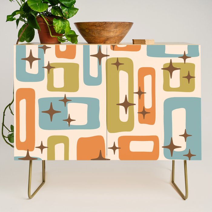 Mid Century Modern Style 922 Orange Green Blue Credenza Gallery Image 1