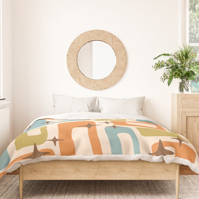 Mid Century Modern Style 922 Orange Green Blue Duvet Cover Gallery Image 3