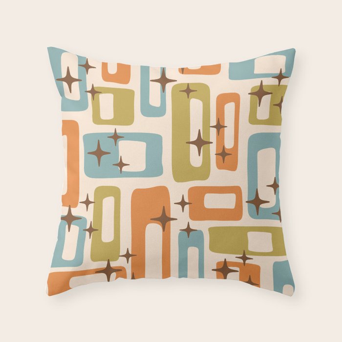 Mid Century Modern Style 922 Orange Green Blue Throw Pillow Gallery Image 6