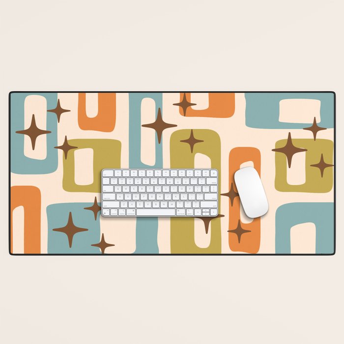 Mid Century Modern Style 922 Orange Green Blue Desk Mat Gallery Image 1