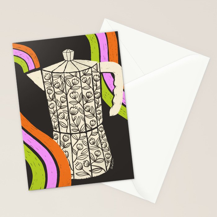 Moka Pot Rainbow - Black Stationery Card Gallery Image 2