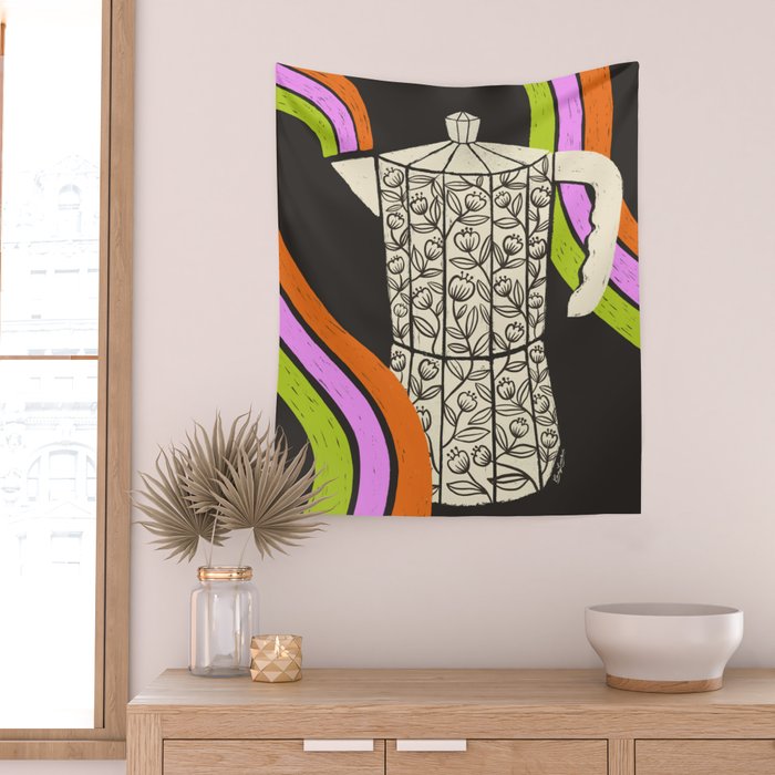 Moka Pot Rainbow - Black Wall Tapestry Gallery Image 2