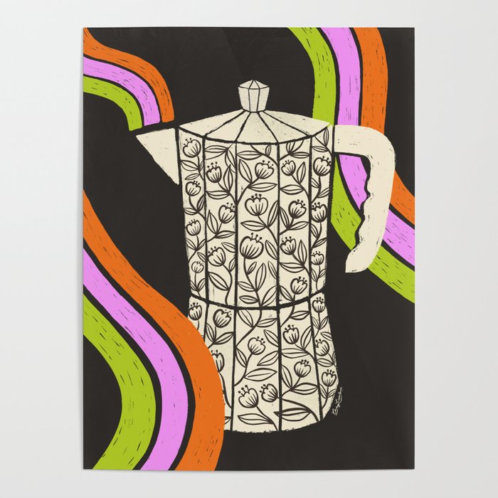 Moka Pot Rainbow - Black Poster Gallery Image 4