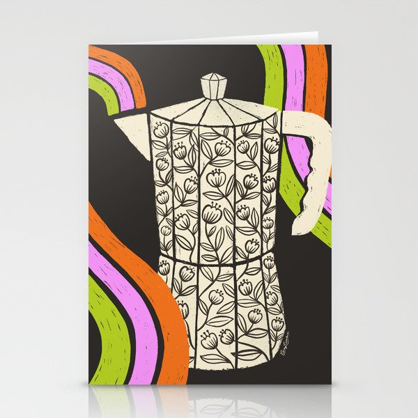 Moka Pot Rainbow - Black Stationery Card Gallery Image 1