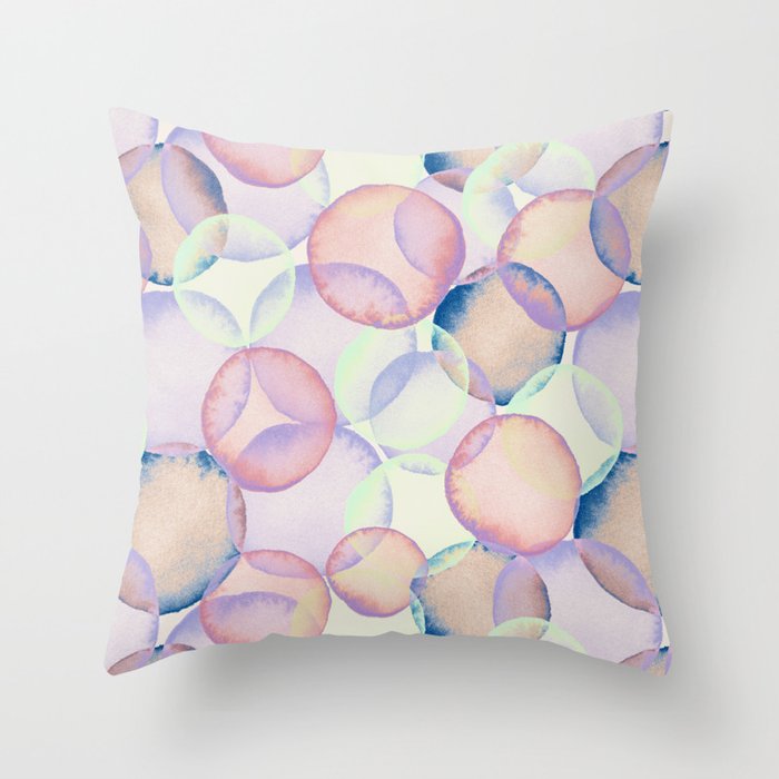 Watercolor circles overlay Throw Pillow Gallery Image 6