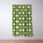 Atomic Age Starbursts - Midcentury Modern Pattern in Cream and Retro Green Window Curtain Gallery Image 3
