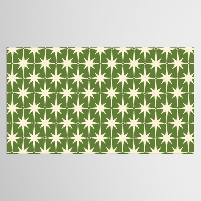 Atomic Age Starbursts - Midcentury Modern Pattern in Cream and Retro Green Tablecloth Gallery Image 2